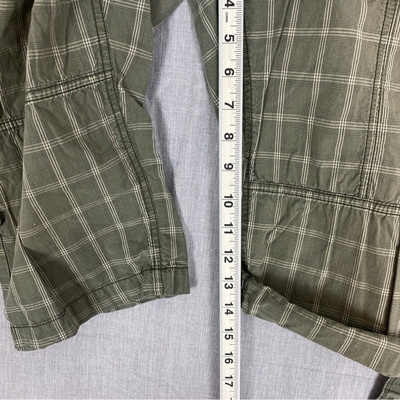 Reitmans Capris Cotton Green Plaid Sz 9 Roll Tab Cuffs Soft Band Elastic Waist - Picture 12 of 12